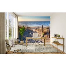 Fotobehang met een duinpad naar zee in een kantoor voor een kalme en ruimtelijke werksfeer.