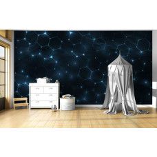 Fotobehang futuristische hexagonen met high-tech stijl in een jongenskamer.