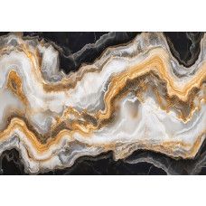 Fotobehang met een golvend marmerpatroon in beige en goudaccenten voor een luxueuze uitstraling.