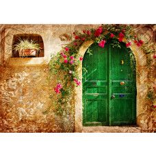 Fotobehang, Groene deur Toscane