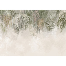 Fotobehang, Hangende palmbladeren groen beige bruin