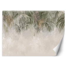 Fotobehang, Hangende palmbladeren groen beige bruin