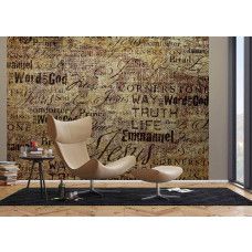 Een fotobehang van een inspirerend canvas geloof in een woonkamer met vliesbehang.