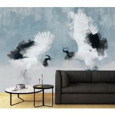 Fotobehang, Kraanvogels Abstract