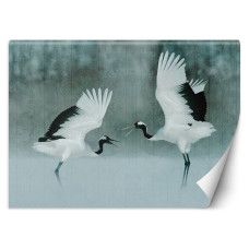 Fotobehang, Kraanvogels als geschilderd