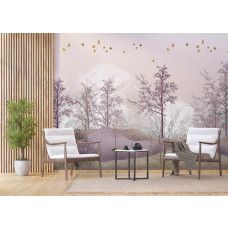 Fotobehang kunstig magisch bos in een bedrijfsruimte, met een magisch en surrealistisch bosontwerp dat een creatieve en inspirerende sfeer biedt.