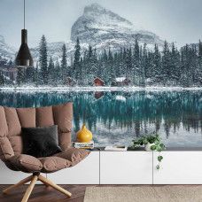 Een uniek fotobehang van Yoho National Park, met Lake O'Hara in al zijn glorie, perfect voor een woonkamer.
