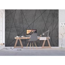 Een fotobehang van lijnen op beton, ideaal voor het versterken van een industriėle stijl in een kantoor.