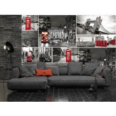 Een fotobehang van Londense iconen zoals Big Ben en de Tower Bridge, perfect voor de woonkamer.