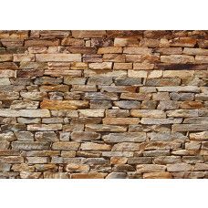 Een modern fotobehang met een stenen muur in grijstinten, dat de ruimte een moderne en robuuste uitstraling geeft.