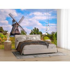 Fotobehang Molen in de Lente in een slaapkamer met een kalme en landelijke sfeer.