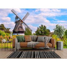 Fotobehang Molen in de Lente in een woonkamer met frisse en natuurlijke uitstraling.