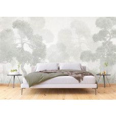 Fotobehang van een Oosterse tuin in een slaapkamer, zorgt voor een rustige en gebalanceerde sfeer met een exotische twist.