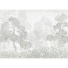 Fotobehang met een serene Oosterse tuin, vol harmonieuze elementen zoals bonsaibomen, stenen paden en rustige waterpartijen, perfect voor een kalme en elegante uitstraling.