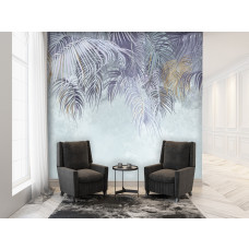 Fotobehang, Palmbladeren Bladeren Paars Blauw 3D