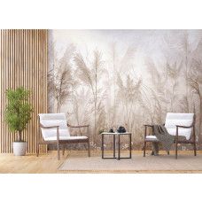 Een fotobehang met een pampasgras tuin in een bedrijfsruimte, ideaal voor een moderne en inspirerende werkomgeving met een natuurlijke uitstraling.