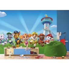 Een fotobehang met Paw Patrol rescue in de jongenskamer, waarbij de actievolle poses en levendige kleuren van de pups zorgen voor een stoere en inspirerende uitstraling.