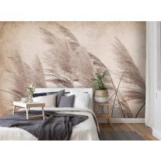 Fotobehang met pluimen in een klassieke vintage stijl. Dit fotobehang geeft een unieke en stijlvolle sfeer aan een slaapkamer.