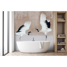 Fotobehang, Reiger Vogels Beige