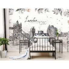 Fotobehang met de Tower Bridge en een schilderachtige skyline van Londen. Een avontuurlijke keuze voor een kinderkamer.