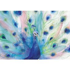 Fotobehang met een schilderachtige pauw met gedetailleerde veren in levendige kleuren. Een elegant en verfijnd ontwerp.