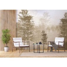 Fotobehang met een sepia bos in een bedrijfsruimte, voegt een warme en inspirerende touch toe aan de werkomgeving.