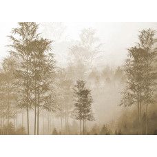 Fotobehang met een sepia-getint bos, vol warme bruine en goudachtige tinten, perfect voor een nostalgische en tijdloze uitstraling.