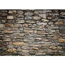 Een fotobehang van een stenen muur met een steenstrip, perfect voor een moderne en robuuste uitstraling in elke ruimte.