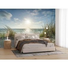 Fotobehang Strand met Duinen en Zee in een slaapkamer met uitzicht op de kustlijn.