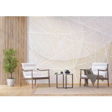 Een fotobehang van de structuur van bladeren in een bedrijfsruimte.