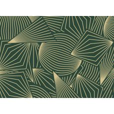 Een fotobehang met trendy grafische patronen, waarin strakke lijnen en geometrische vormen met gouden accenten zorgen voor een moderne en luxe uitstraling.