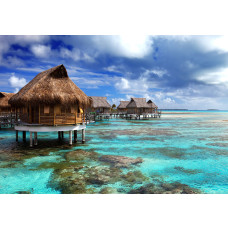 Fotobehang, Tropisch strandhuis water