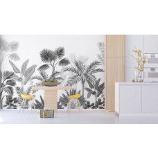 Een fotobehang van tropische planten in de jungle voor de eetkamer.