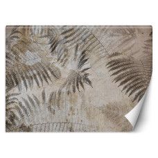 Fotobehang, Varenblad palm beton 3D
