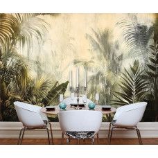 Fotobehang met een tropisch oerwoud en een verborgen pad in een keuken.