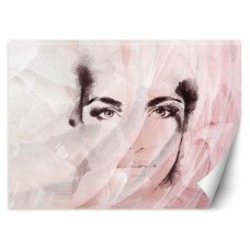 Fotobehang, Vrouwelijk Gezicht Roze