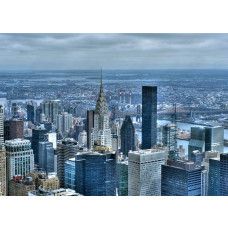 Een fotobehang van wolkenkrabbers in de skyline van New York.