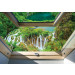3D Fotobehang uitzicht vanuit het raam op de grote watervallen