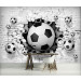 3D Fotobehang Voetballen door de Muur