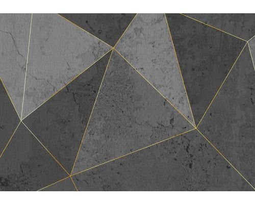 3D-fotobehang van gouden lijnen en marmeren driehoeken, modern design.