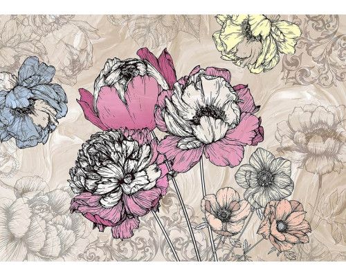 Fotobehang Vintage Bloemencompositie