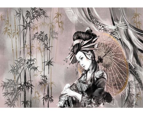 Fotobehang, Geisha Oriënt Bamboe Japan