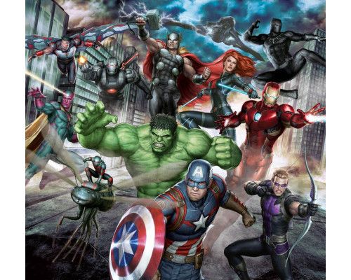 Avengers Marvel fotobehang, met de helden uit de Marvel-films, perfect voor een stoere kinderkamer.
