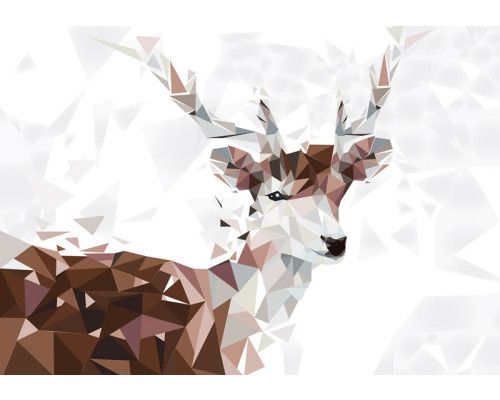 Fotobehang van een hert in een abstracte kunst vorm.