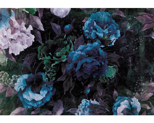 Schilderij met bloemen fotobehang, kleurrijke artistieke details.