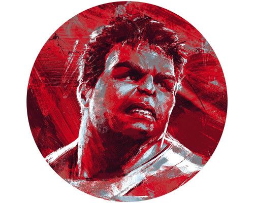 Hulk in schilderstijl, afgebeeld op een krachtige Marvel behangcirkel.