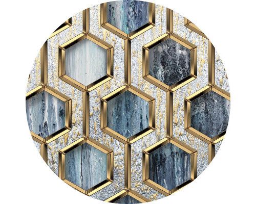 Glamour gouden zeshoek in hexagon-stijl, afgebeeld op een behangcirkel.