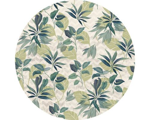 Groene bladeren met patronen op een stijlvolle muurcirkel.