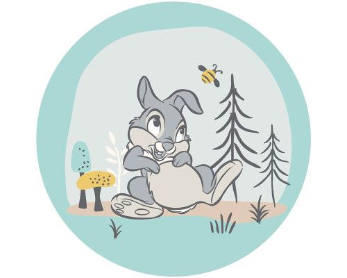 Stampertje uit Bambi, schattig afgebeeld op een Disney behangcirkel.