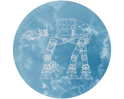 AT-AT Walker uit Star Wars, imposant afgebeeld op een behangcirkel.